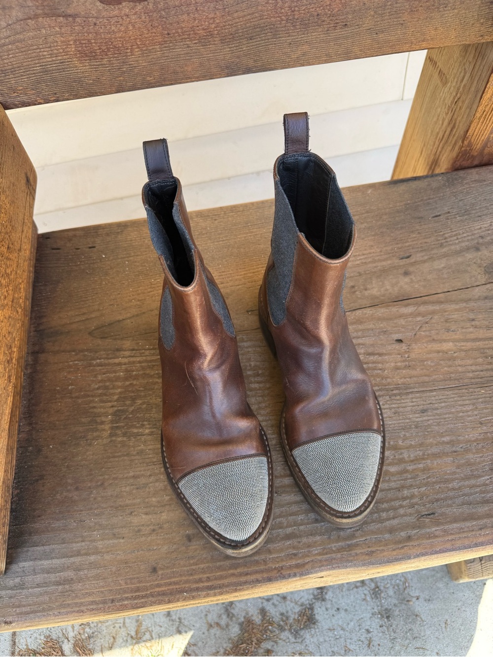 Brunello Cucinelli Brown Leather Chelsea Boots size 37 - Picture 3 of 9